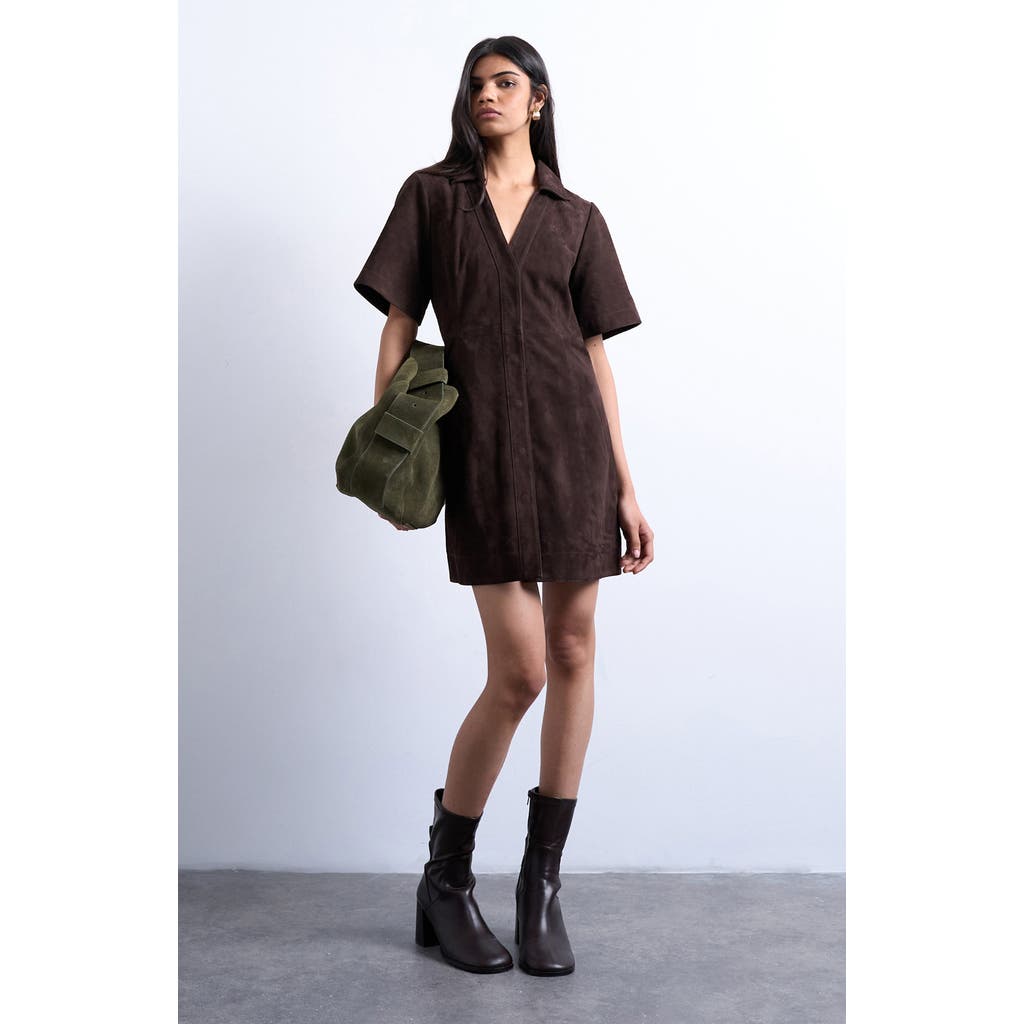 Topshop Topshop Suede Mini Shirtdress
