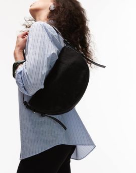 Topshop Topshop Sunday real leather shoulder bag in black pony