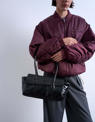 Topshop Topshop Sunny shoulder bag with asymmetric flap in black