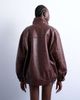 Topshop Topshop super oversized faux leather contrast heavy wash bomber jacket in brown - 3