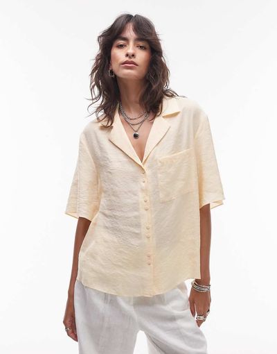 Topshop Topshop super soft cupro shirt in buttermilk - part of a set-Yellow