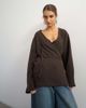 Topshop Topshop supersoft wrap detail top set in chocolate-Brown - 1