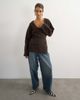 Topshop Topshop supersoft wrap detail top set in chocolate-Brown - 2