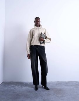 Topshop Topshop sweatpants jean with drawcord in washed black