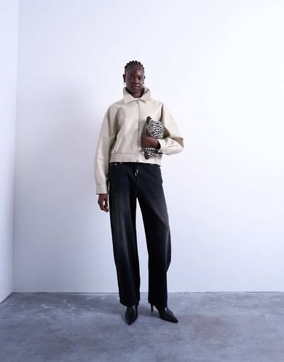 Topshop Topshop sweatpants jean with drawcord in washed black