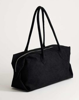 Topshop Topshop Tabby large suedette weekend bag in black weave
