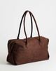 Topshop Topshop Tabby large suedette weekend bag in chocolate weave-Brown - 1