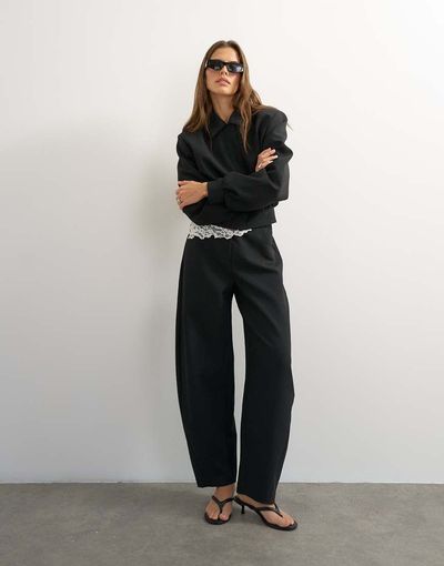 Topshop Topshop tailored bubble barrel leg pants in black