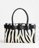 Topshop Topshop Tammy hair-on real leather belt detail large tote in zebra print-Black - 1
