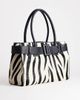 Topshop Topshop Tammy hair-on real leather belt detail large tote in zebra print-Black - 3