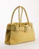 Topshop Topshop Tammy real suede belt detail large tote in buttermilk-Yellow - 4