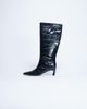 Topshop Topshop Tanya point toe knee high boots in black croc - 1