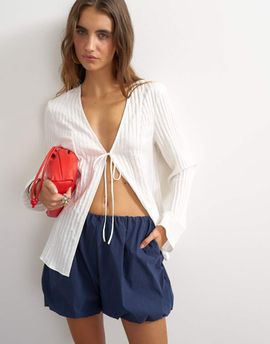 Topshop Topshop techy bubble hem shorts in navy