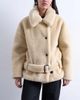 Topshop Topshop teddy belted short car coat in cream-White - 1