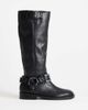 Topshop Topshop Tee premium leather knee high riding boot in black - 1