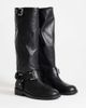 Topshop Topshop Tee premium leather knee high riding boot in black - 2