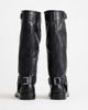 Topshop Topshop Tee premium leather knee high riding boot in black - 4