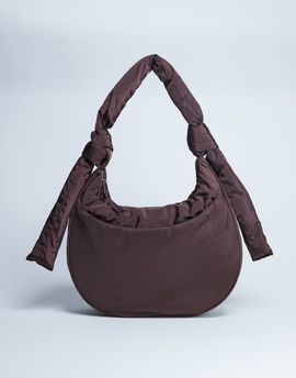 Topshop Topshop Terry nylon zip pocket shoulder bag in chocolate-Brown