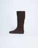 Topshop Topshop Tess real suede knee high flat boots in chocolate-Brown - 1