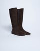 Topshop Topshop Tess real suede knee high flat boots in chocolate-Brown - 2
