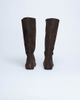 Topshop Topshop Tess real suede knee high flat boots in chocolate-Brown - 3