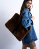 Topshop Topshop Teven faux fur tote bag in brown - 1