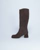 Topshop Topshop Thea real suede knee high block heel boots in chocolate-Brown - 1