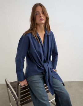 Topshop Topshop tie detail shirt in navy