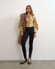 Topshop Topshop tie neck fitted ovoid sleeve jacket in beige-Brown - 2