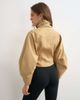Topshop Topshop tie neck fitted ovoid sleeve jacket in beige-Brown - 4