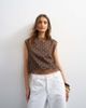 Topshop Topshop tie side lace detail top in chocolate dot-Multi - 1