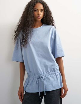 Topshop Topshop tie waist tee in dusty blue-Multi