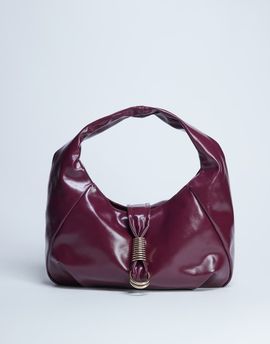 Topshop Topshop Tilly metal hardware slouchy tote bag in burgundy-Brown