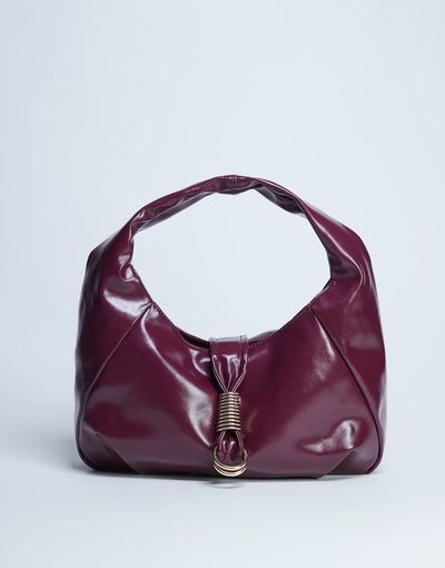 Topshop Topshop Tilly metal hardware slouchy tote bag in burgundy-Brown