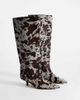 Topshop Topshop Tina hair-on-real leather kitten heel knee boots in gray leopard-Neutral - 2