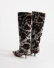 Topshop Topshop Tina hair-on-real leather kitten heel knee boots in gray leopard-Neutral - 4