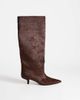 Topshop Topshop Tina hair-on real leather kitten heel knee boots in chestnut-Brown - 1