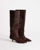 Topshop Topshop Tina hair-on real leather kitten heel knee boots in chestnut-Brown - 2