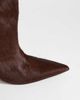 Topshop Topshop Tina hair-on real leather kitten heel knee boots in chestnut-Brown - 3