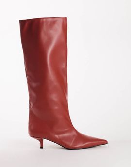 Topshop Topshop Tina kitten heel knee boot in red