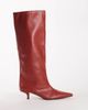 Topshop Topshop Tina real leather kitten heel knee boot in red - 1