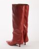 Topshop Topshop Tina real leather kitten heel knee boot in red - 4