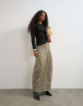 Topshop Topshop twill drop waist cargo maxi skirt in gray