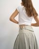 Topshop Topshop twill pleated midi skirt with belt detail in gray - 2