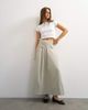Topshop Topshop twill pleated midi skirt with belt detail in gray - 3