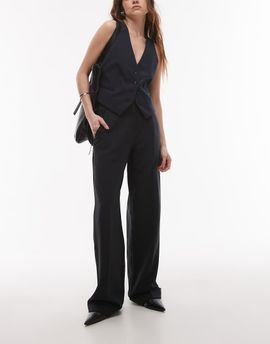 Topshop Topshop twill straight leg pants in black