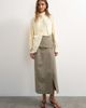 Topshop Topshop twill wrap tie detail maxi skirt in charcoal gray - 1