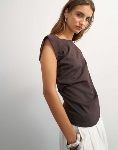 Topshop Topshop twist body tank in chocolate-Brown