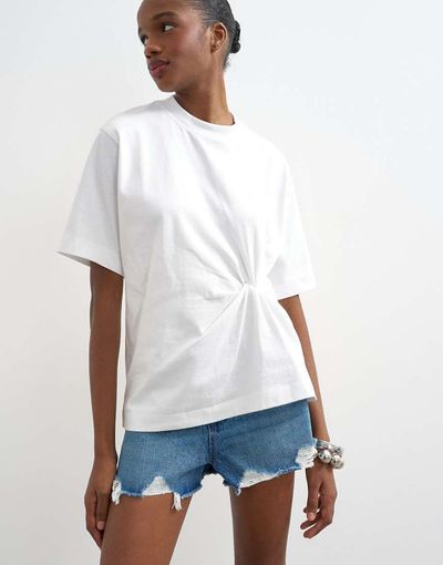 Topshop Topshop twisted tuck tee in white