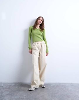 Topshop Topshop ultimate pull-on wide leg pants in ecru-White